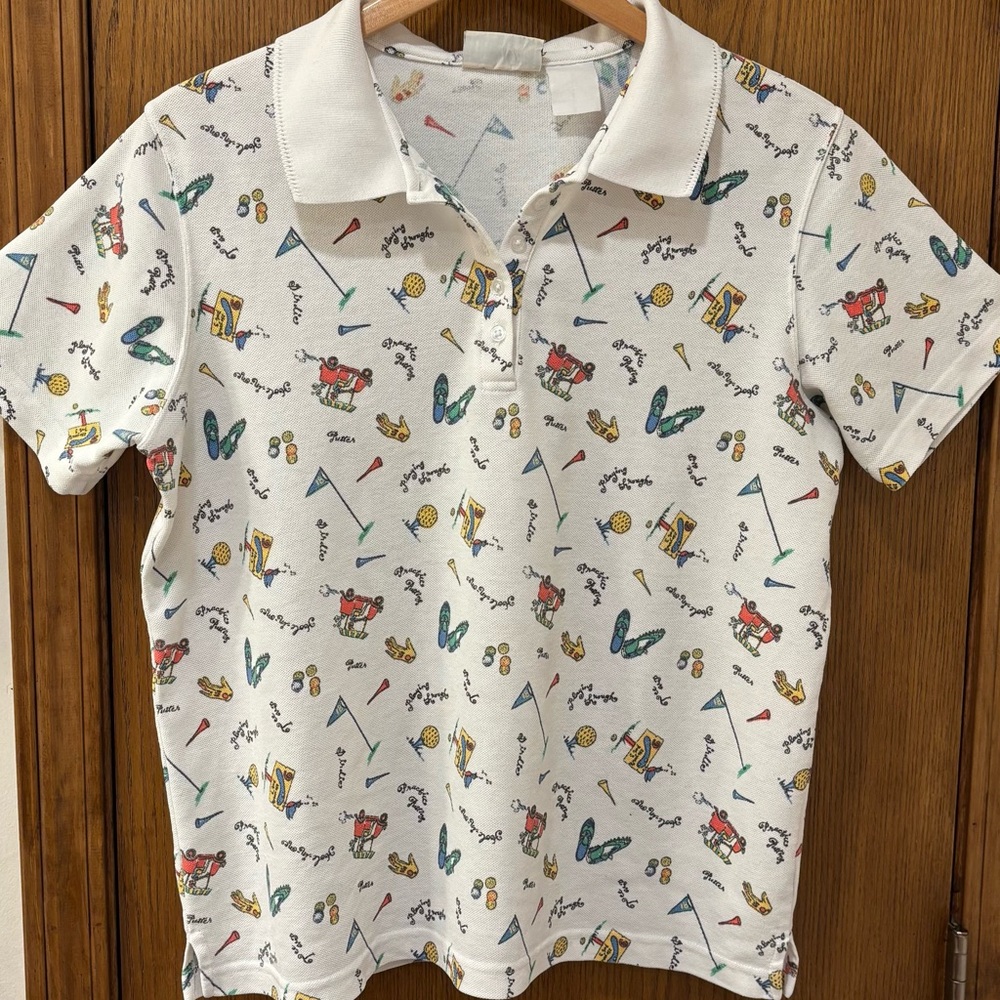 vintage 90's golf patterned polo, size large
